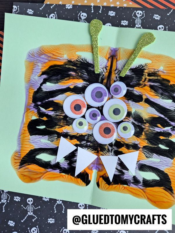Point Splat Monsters Paper and Paint Splat Monster Craft Idea For Kids